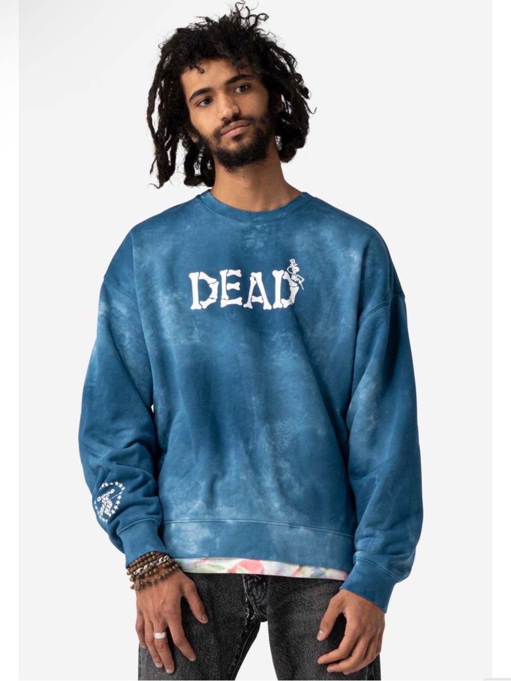 Like New Levis Jeans x Grateful Dead Indigo Blue Tie Dye Crew Neck Sweatshirt